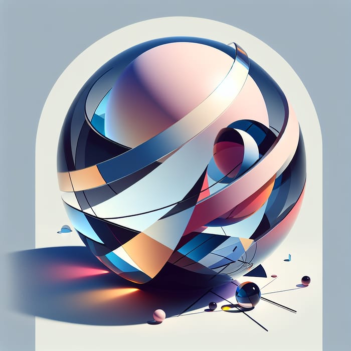 Minimalist Broken Glass Sphere Art: Abstract Digital Design