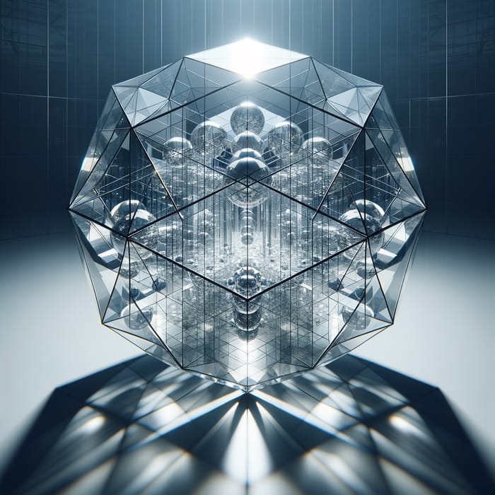Futuristic Glass Icosahedron Installation | Symmetric Minimalistic Art