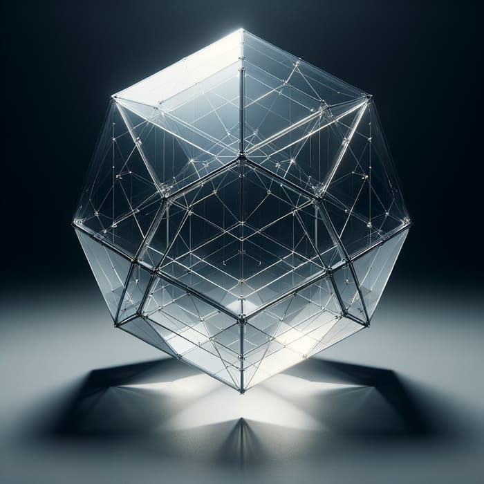 Futuristic Glass Icosahedron - Minimalistic Geometric Art