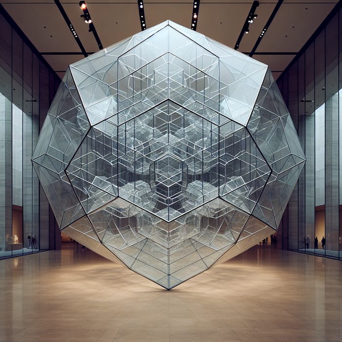50ft Clear Glass Dodecahedron Sculpture | Geometric Art