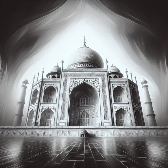 Stunning Black Stone Taj Mahal Replica - Architectural Digital Painting