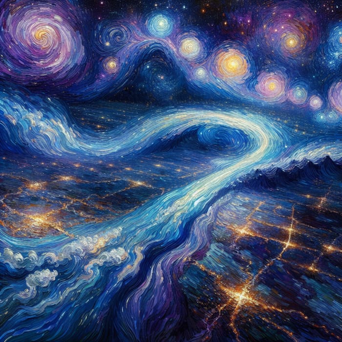 Ethereal Celestial Scene: River of Stars and Cosmic Unity