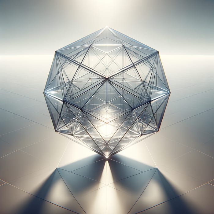 Futuristic Clear Glass Icosahedron Art Installation