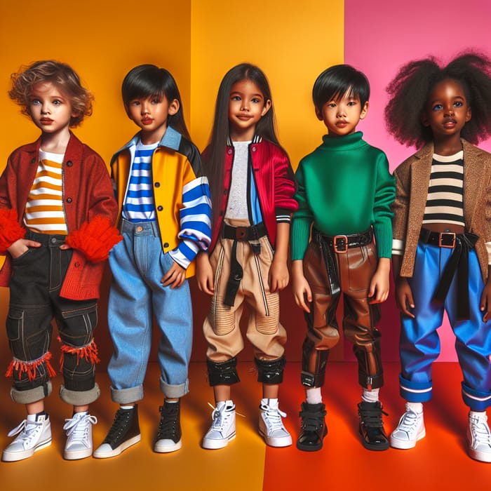 5 Fashionable Kids | Colorful Clothing Styles & Diverse Background
