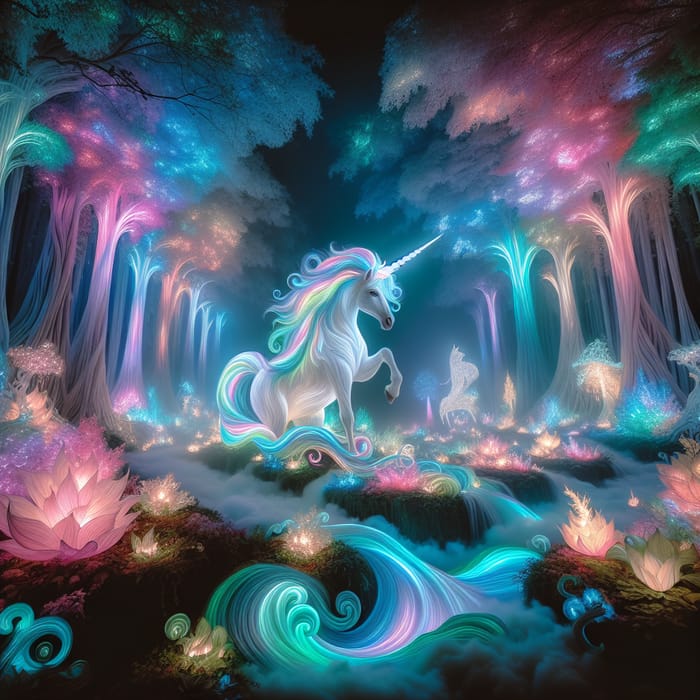 Mystical Forest Unicorn Art | Ethereal Fantasy Landscape
