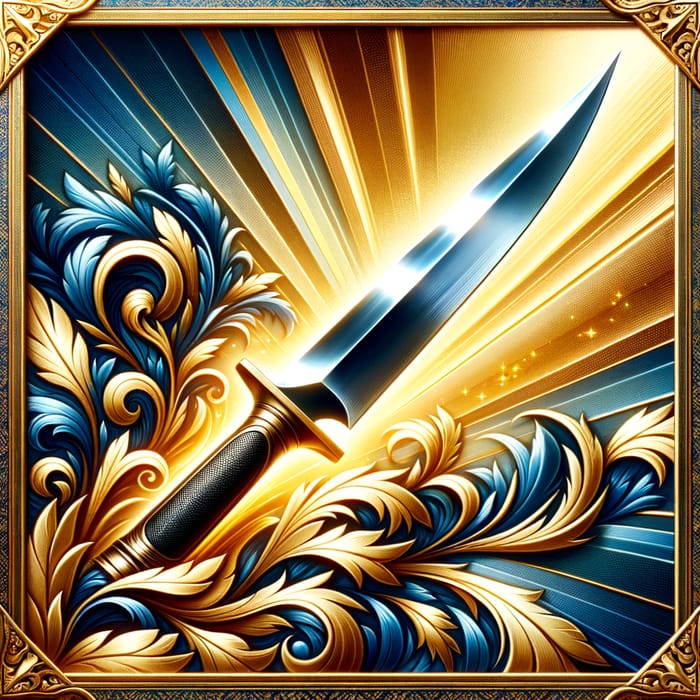 Gleaming Sharpened Blade | Blue & Golden Yellow Border