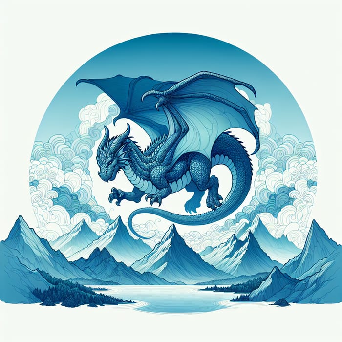Friendly Dragon Resting on the Blue Mountains | AI Art Generator | Easy ...