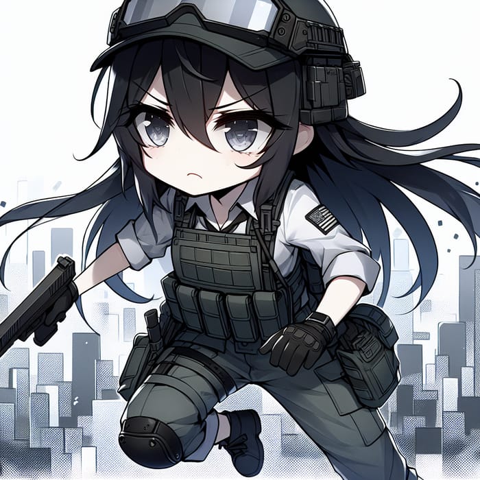 Agony of a Middle Eastern Female Squadron Leader in Chibi Anime | Tactical Gear Illustration