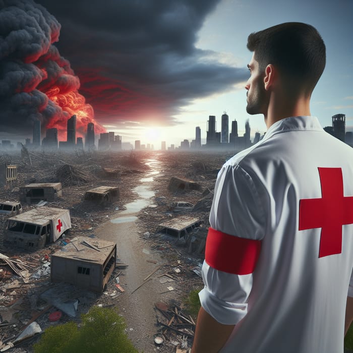 Red Cross Worker in the Midst of Crisis | Disaster Relief Efforts