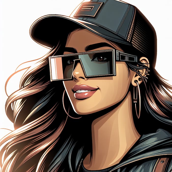 Cinematic 2D Illustration of Young Hispanic Woman