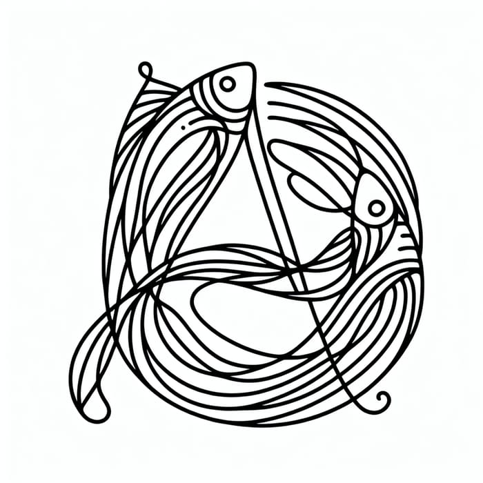 Fish Line Drawing: Two Fish Creating 'A' Shape