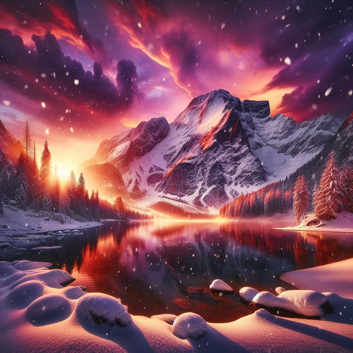 Amazing Majestic Snowy Mountain Sunset View