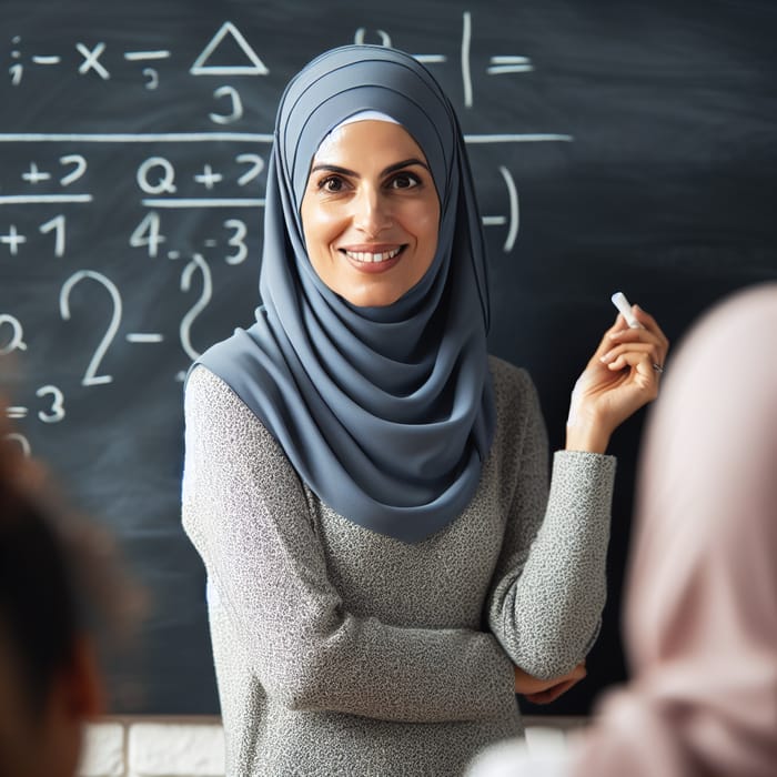 Math Teacher in Hijab Inspiring Students with Equations