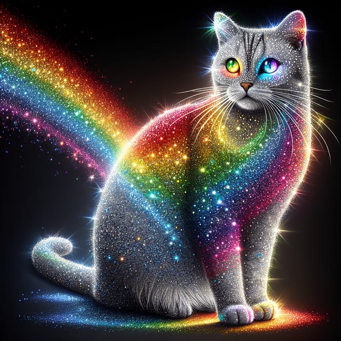 Glitter Rainbow Cat: A Sparkling Feline Beauty