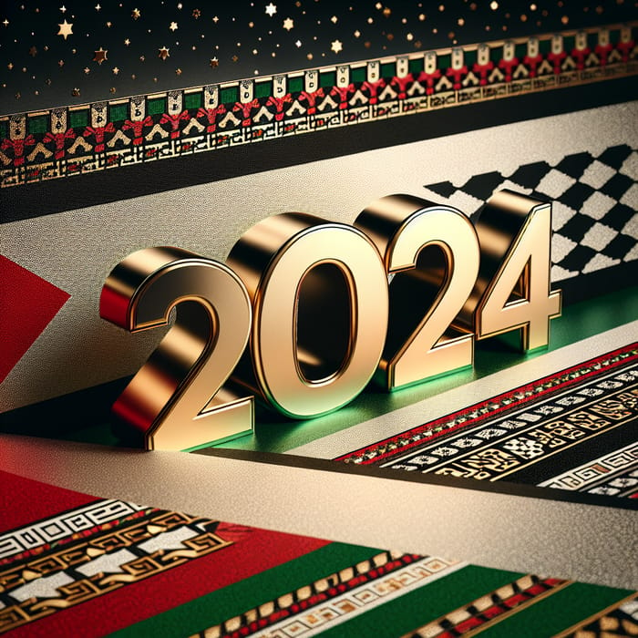 New Year 2024 Greeting with Palestinian Flag Theme