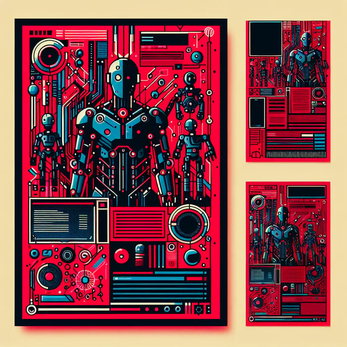 Stylish Cyberpunk Poster Design with Vibrant Red Theme