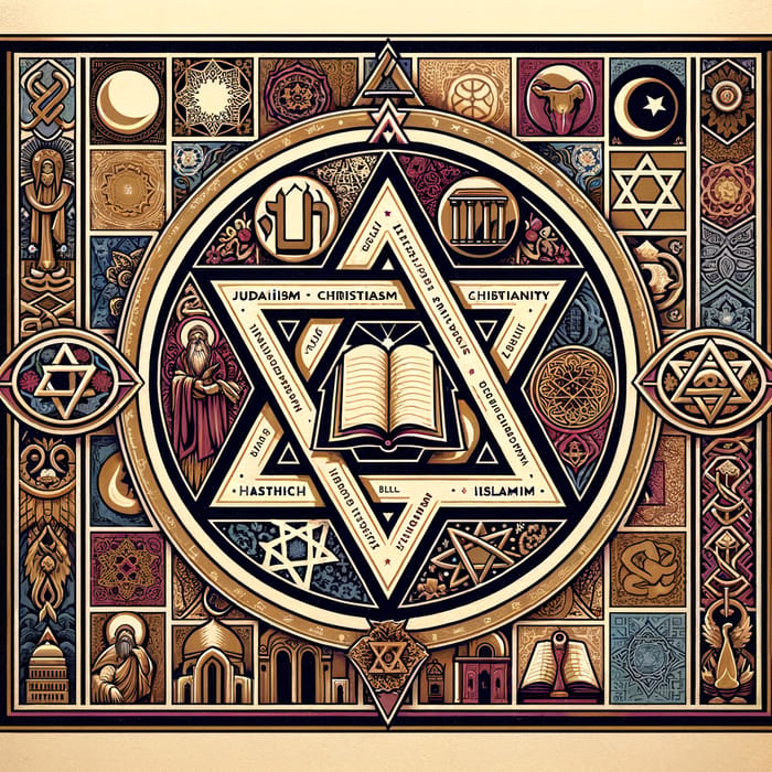 Interconnected Faith: Three Abrahamic Religions Poster