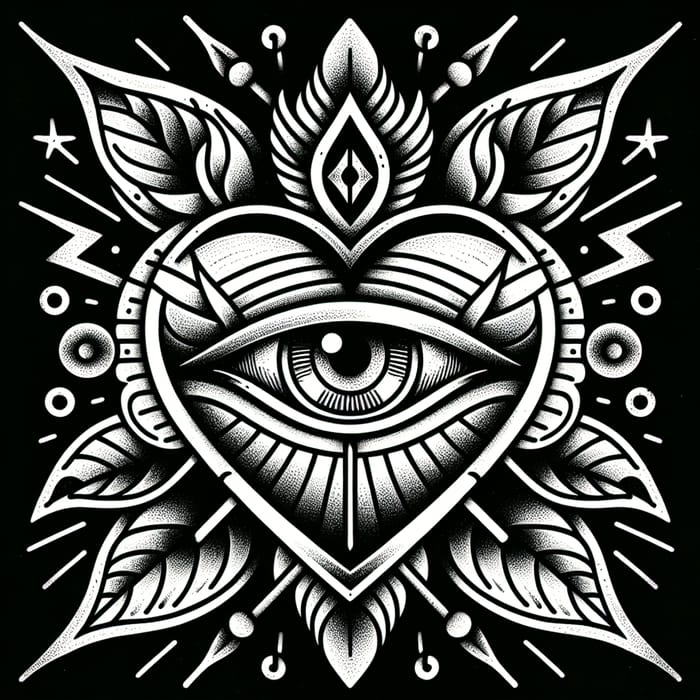 Neotraditional Heart Eye Tattoo Design