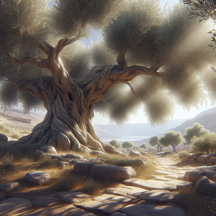 Ancient Olive Tree in Biblical Setting