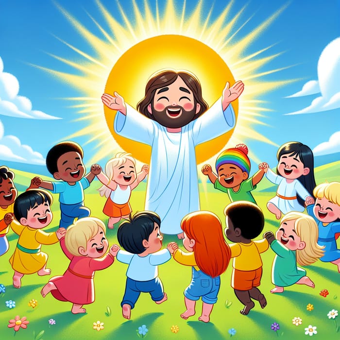 Jesus Loves All Children in a Colorful World