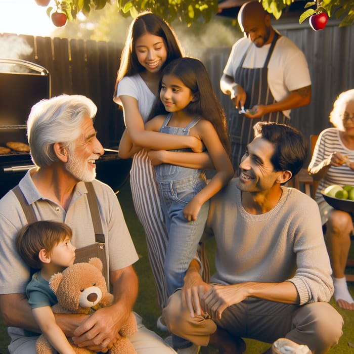 Diverse Family Gathering in Spacious Backyard