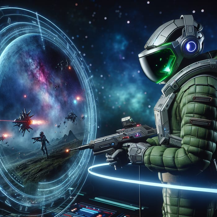 Interstellar Warfare: Futuristic Military Armor in VR Game