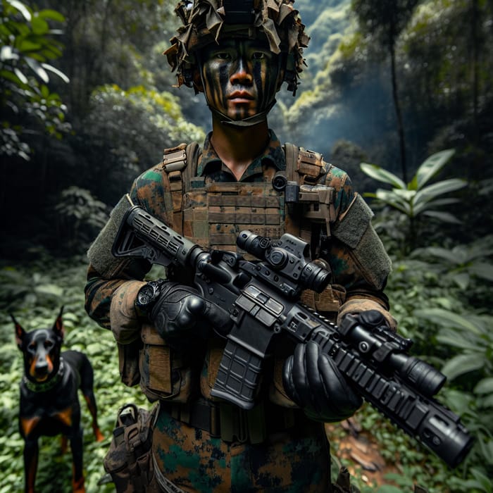 Jungle Camouflage Gurkha Soldier with TAVOR Rifle