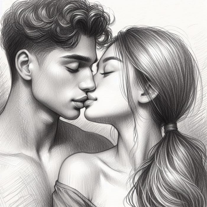 Romantic Kiss - Couple Illustration