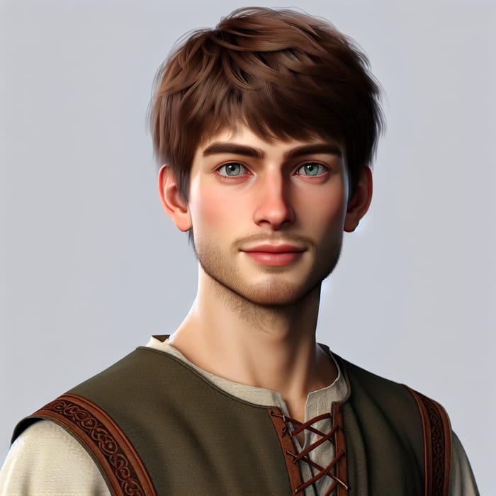 Caucasian Male in Middle Ages Attire | 20-Year-Old Full Body View