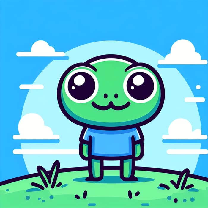 Cheeky Green Frog in Blue T-Shirt Illustration