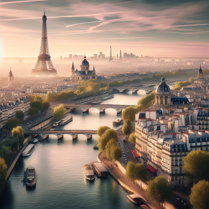 Panoramic Paris View - Eiffel Tower & Seine River