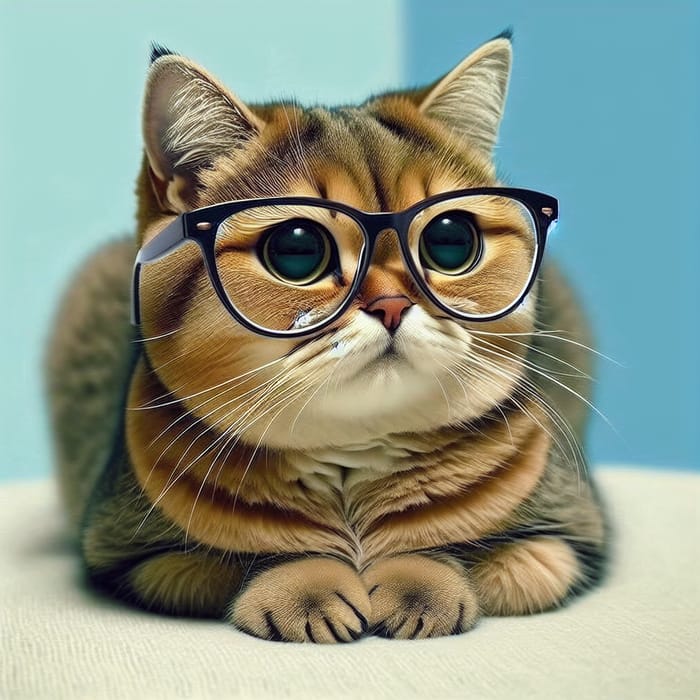 Stylish Cat with Glasses