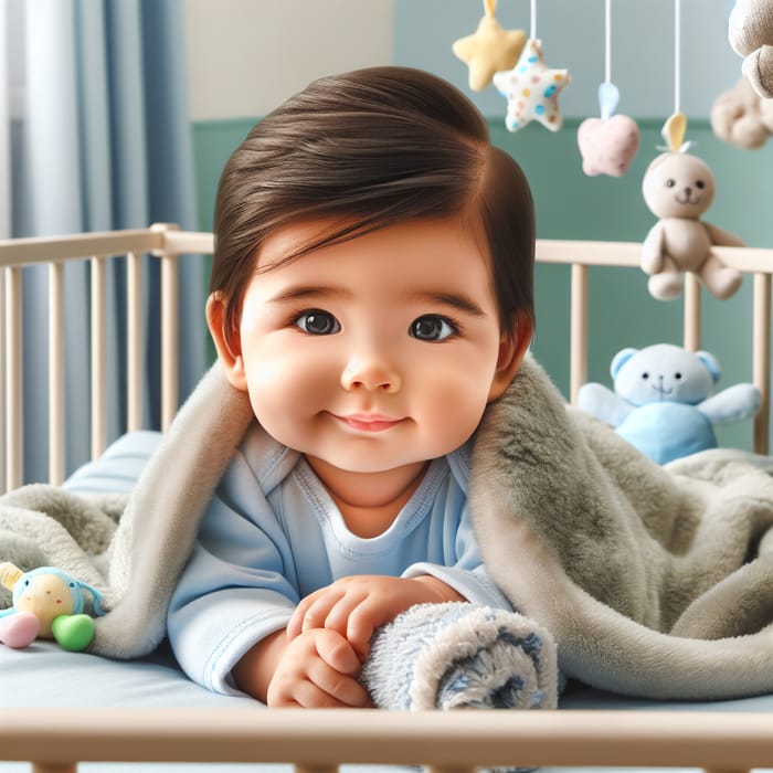 Cute South Asian Baby in Cozy Blanket | Nursery Decor Ideas