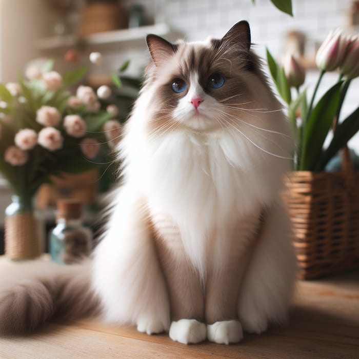 Adorable Ragdoll Cat Sitting Pretty | AI Art Generator | Easy-Peasy.AI