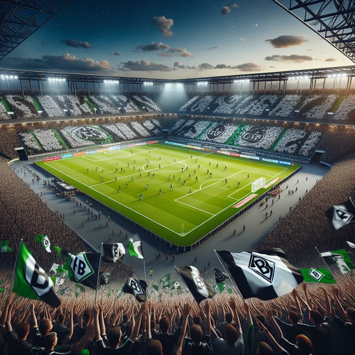 Borussia Mönchengladbach Football Stadium: Enthusiastic Fans and Vibrant Match Atmosphere