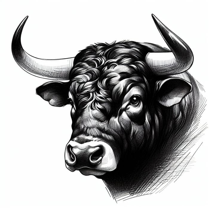 Bull Drawing with Black Pencil - Beautiful Artwork
