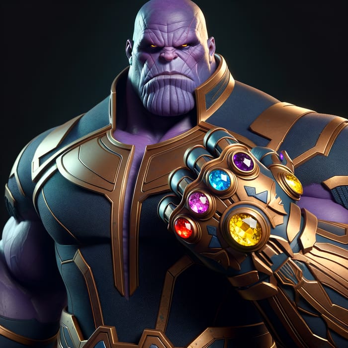 Purple Titan Thanos in Golden Gauntlet Armor
