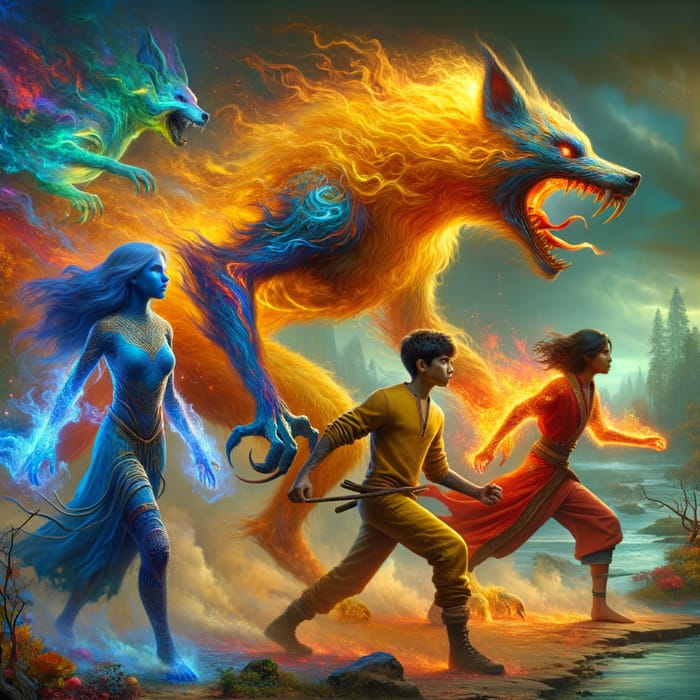 Fantasy Showdown: Demon Dog Targets Kids in Colorful Outfits