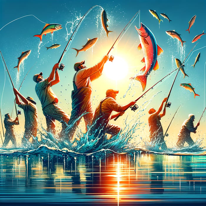 Fish Catch Fun: A Day by the Ocean | AI Art Generator | Easy-Peasy.AI