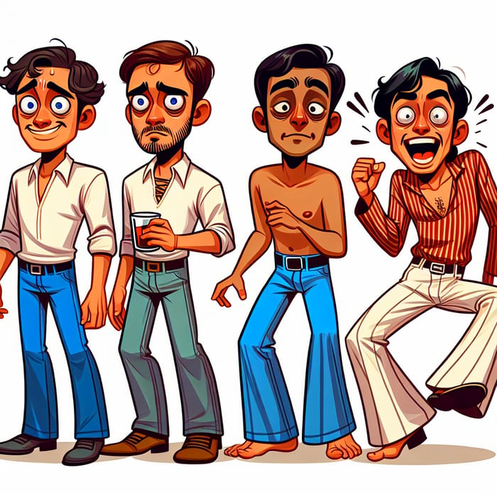 Cartoon Characters: Crazy Man, Drunk Man, Dancing Man, Cut-Shirt Man