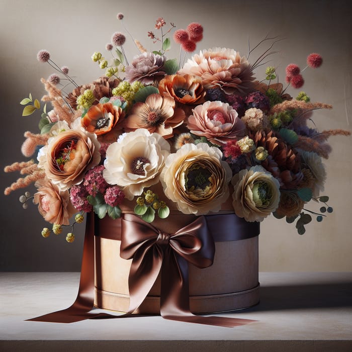 Elegant Flower Hatbox | Vibrant Blossoms & Textures