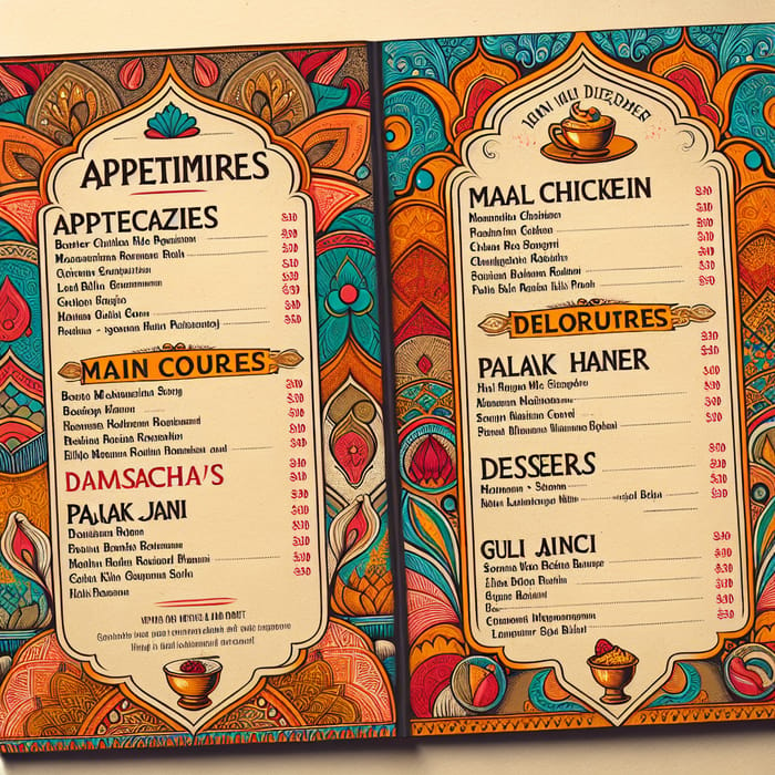 Indian Restaurant Menu - Authentic Flavors and Recipes
