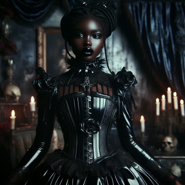 Dramatic Black Girl in Latex Outfit | Gothic Fashion Scene