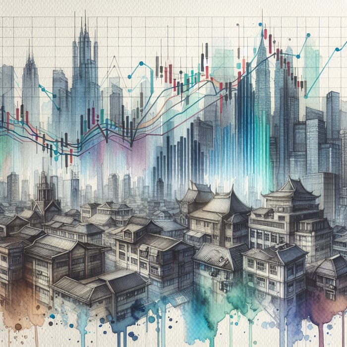 City Watercolor Art | Investment Money Schedule Background