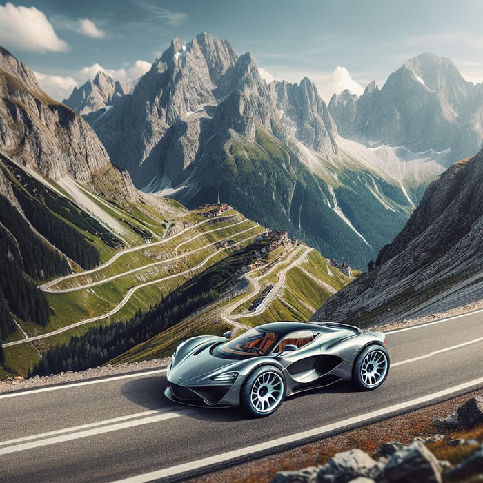 Luxury Sports Car on Mountain Road | Elegant Design