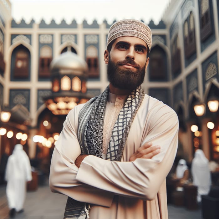 Cool Muslim Man Exudes Grace | Cultural Tranquility