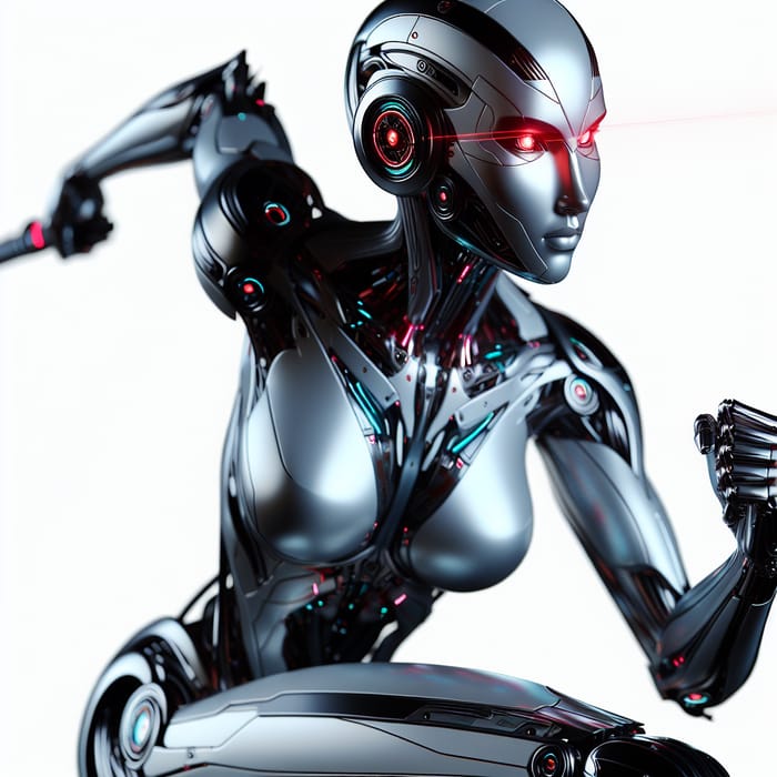 Futuristic Robotic Woman with Glowing Red Eyes | Cyberpunk Art