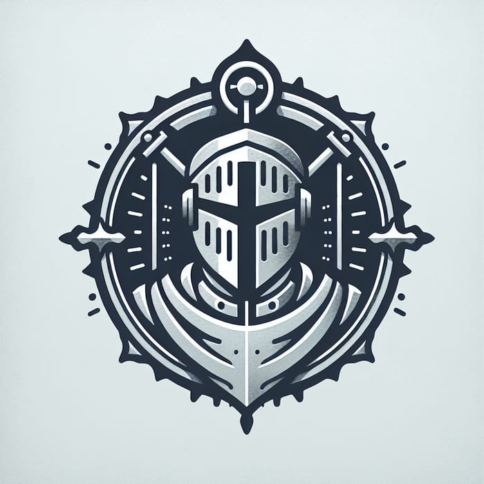Simplistic Steel Art: Knight & Shield Symbols
