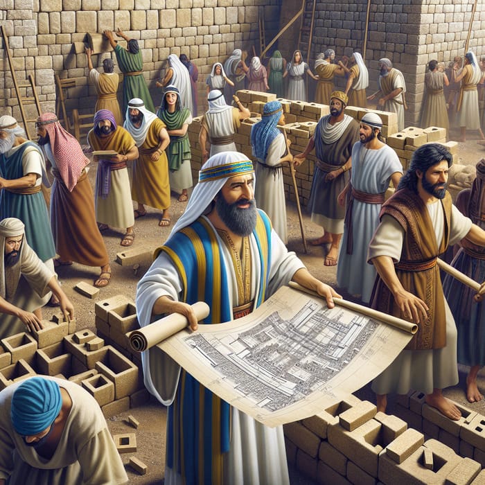 Nehemiah Leads Jerusalem Walls Reconstruction with Diverse Team