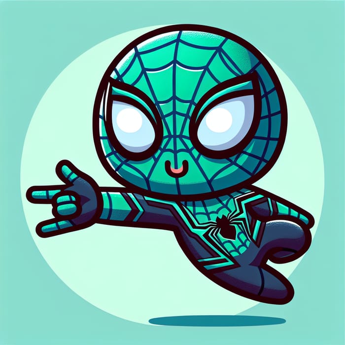 Cute Green Spiderman-like Masked Character Clipart